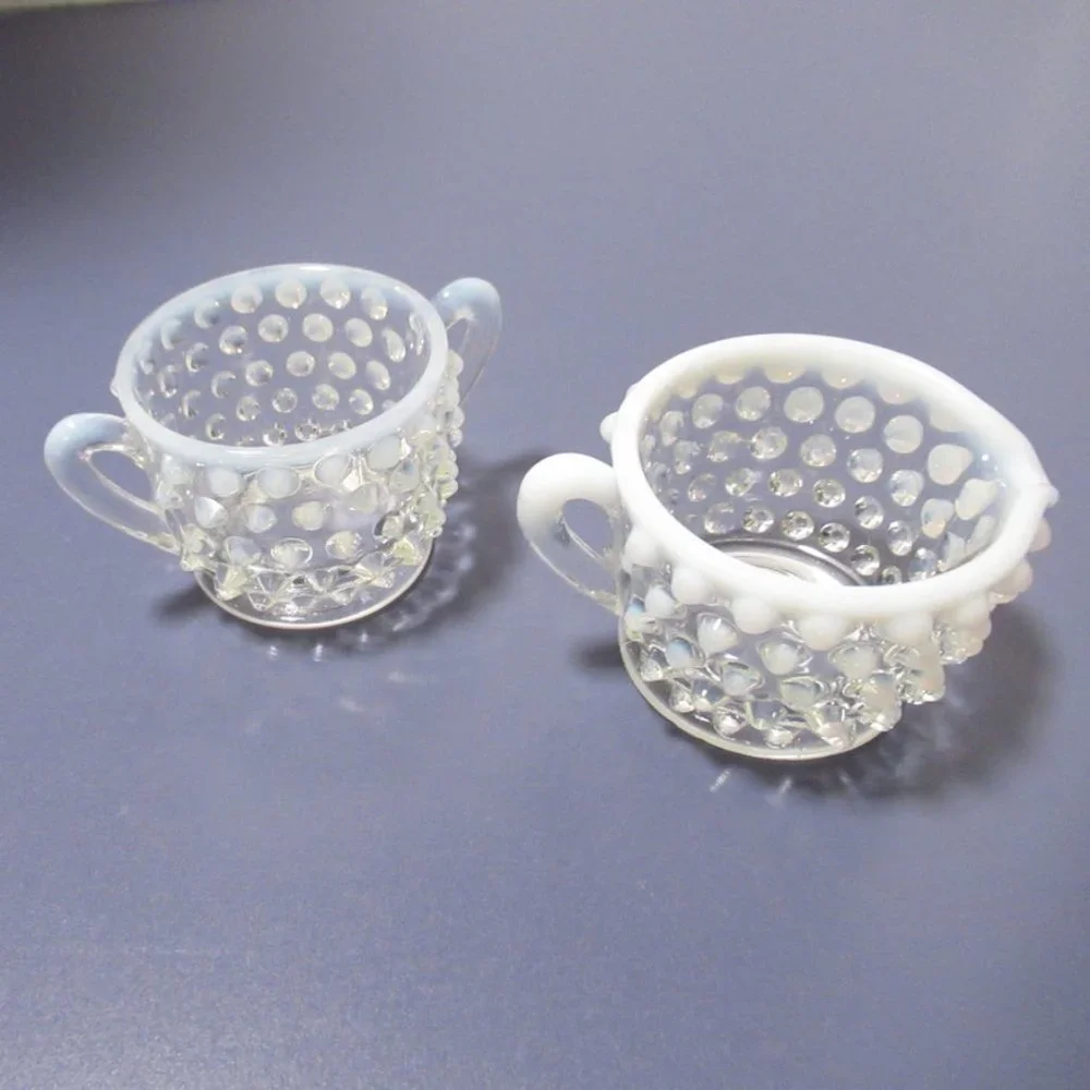 Vintage Hobnail Creamer and Sugar set